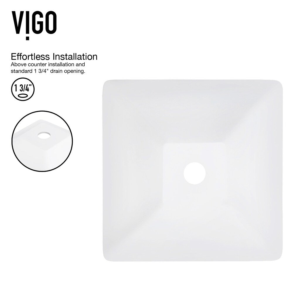 VIGO Hibiscus 16"L x 16"W MatteStone Vessel Sink and Amada 10"H Faucet Set