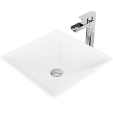 VIGO Hibiscus 16"L x 16"W MatteStone Vessel Sink and Amada 10"H Faucet Set