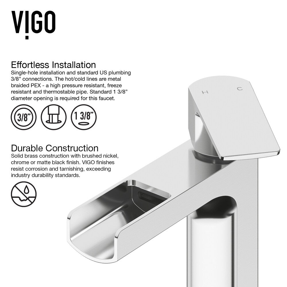 VIGO Hibiscus 16"L x 16"W MatteStone Vessel Sink and Amada 10"H Faucet Set