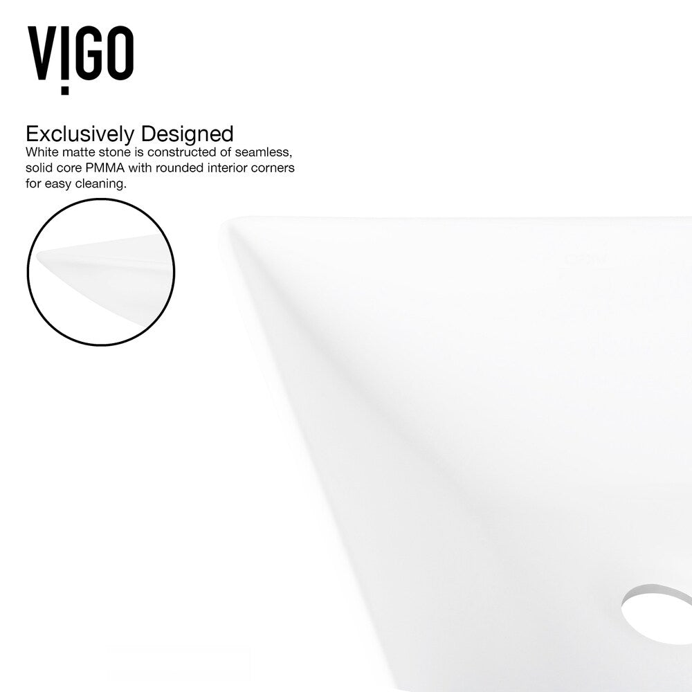 VIGO Hibiscus 16"L x 16"W MatteStone Vessel Sink and Amada 10"H Faucet Set