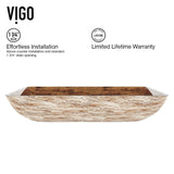 VIGO Amber Sunset Glass Rectangular Vessel Bathroom Sink