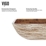VIGO Amber Sunset Glass Rectangular Vessel Bathroom Sink