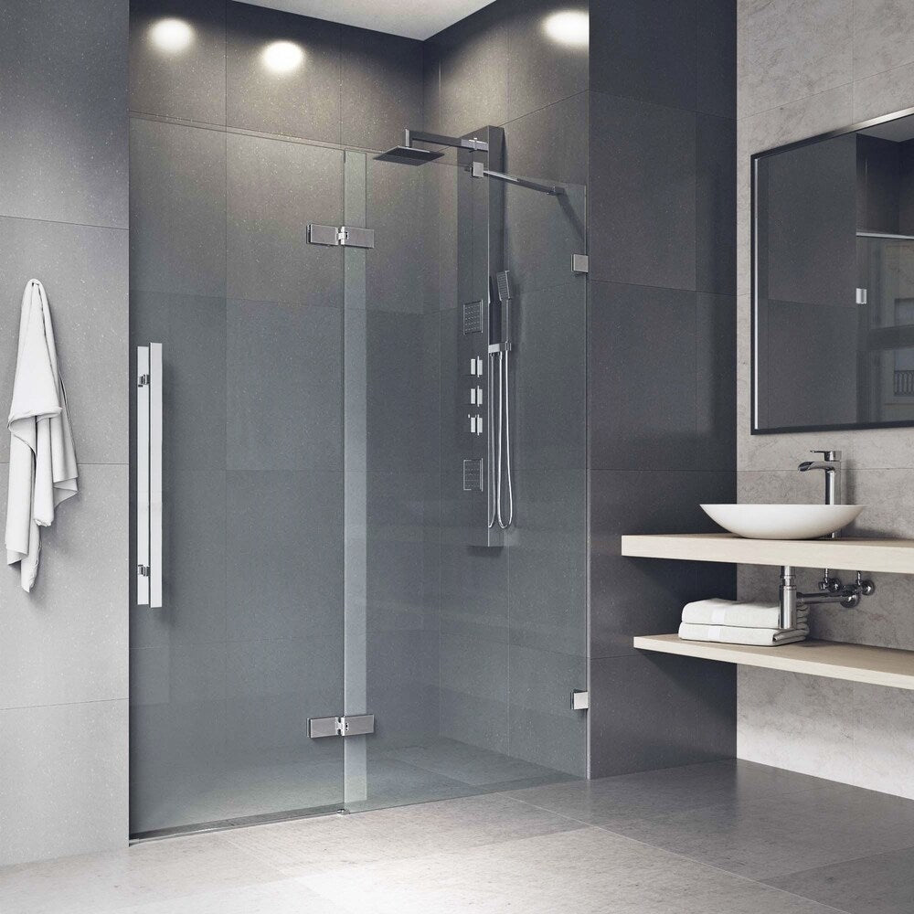 VIGO Rochelle 60-inch Adjustable Frameless Hinged Shower Door