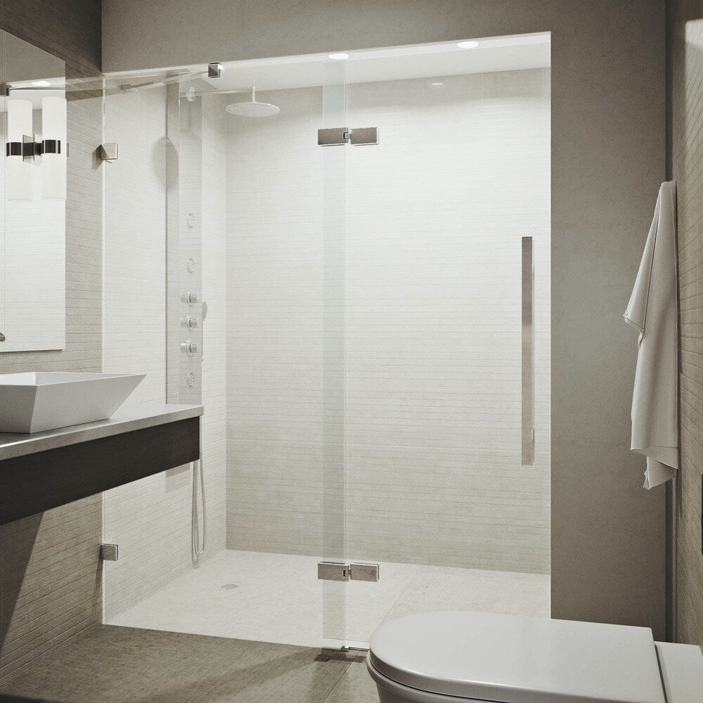 VIGO Rochelle 60-inch Adjustable Frameless Hinged Shower Door