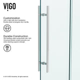 VIGO Rochelle 60-inch Adjustable Frameless Hinged Shower Door