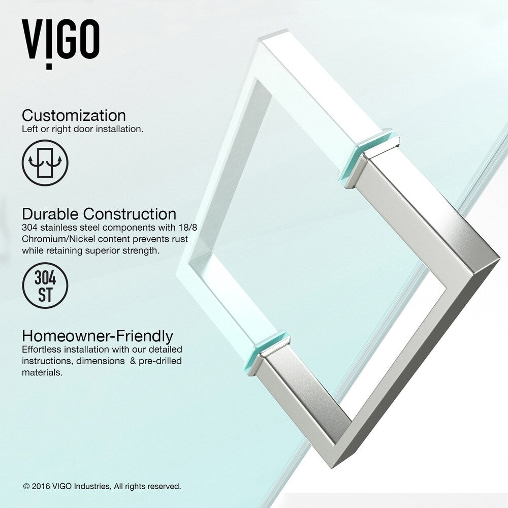 VIGO Ryland Clear Adjustable Frameless Sliding Shower Door