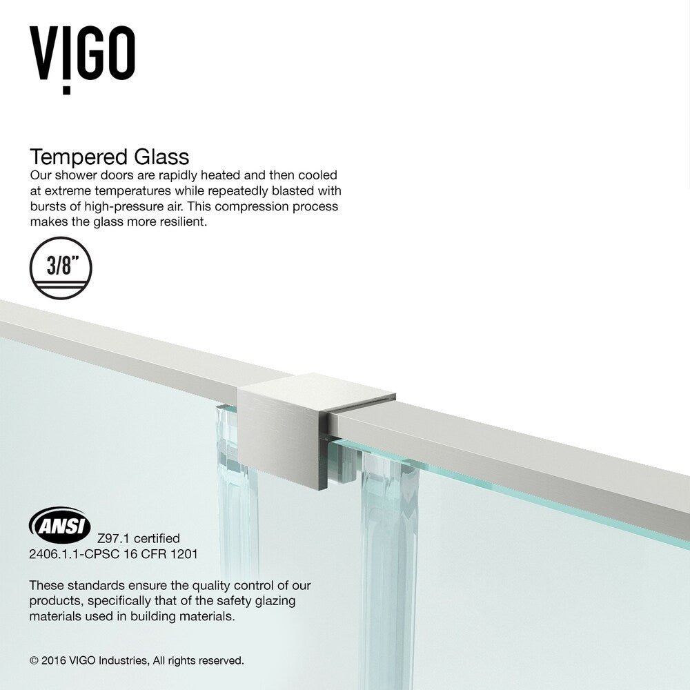VIGO Ryland Clear Adjustable Frameless Sliding Shower Door