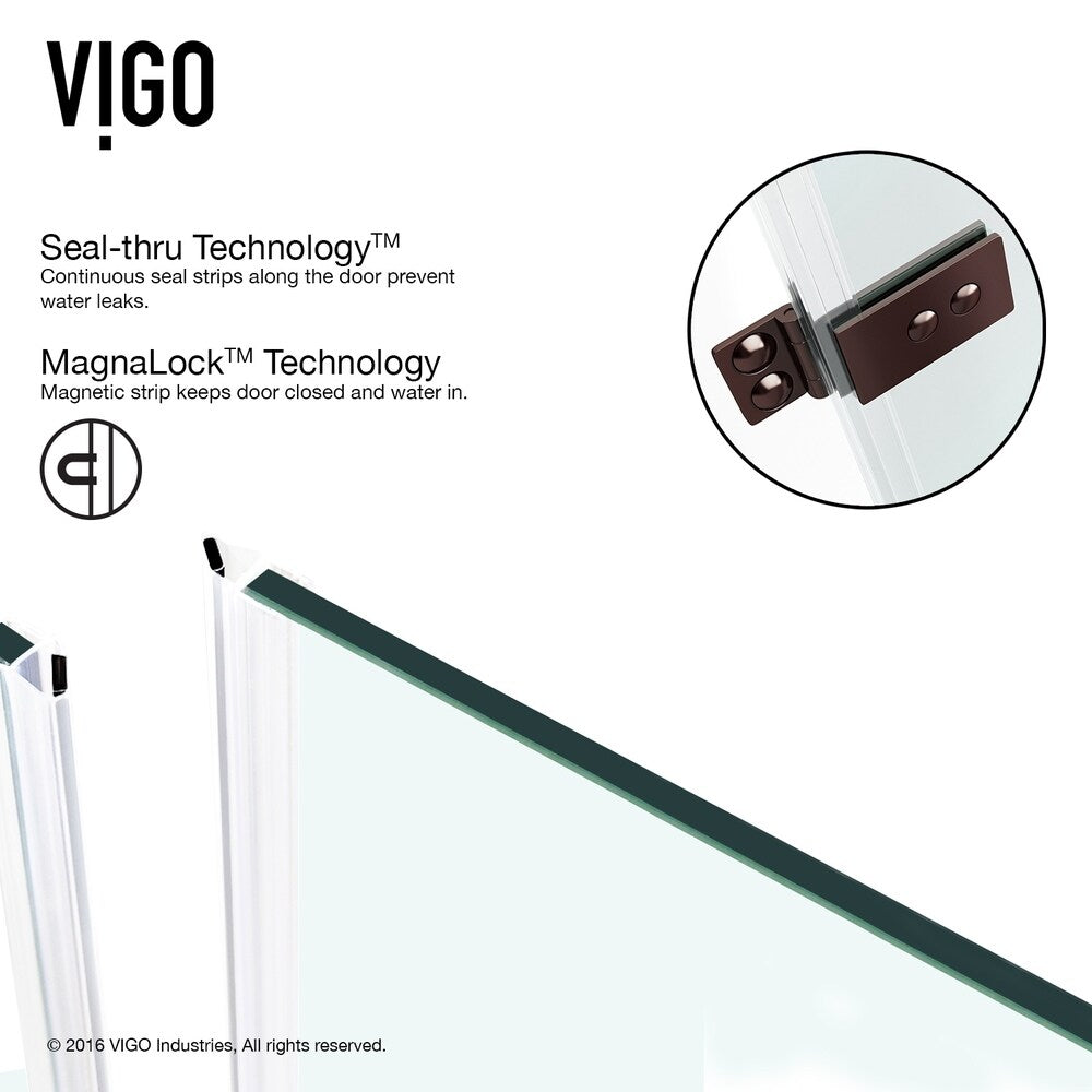 VIGO Soho Clear Adjustable Frameless Shower Door