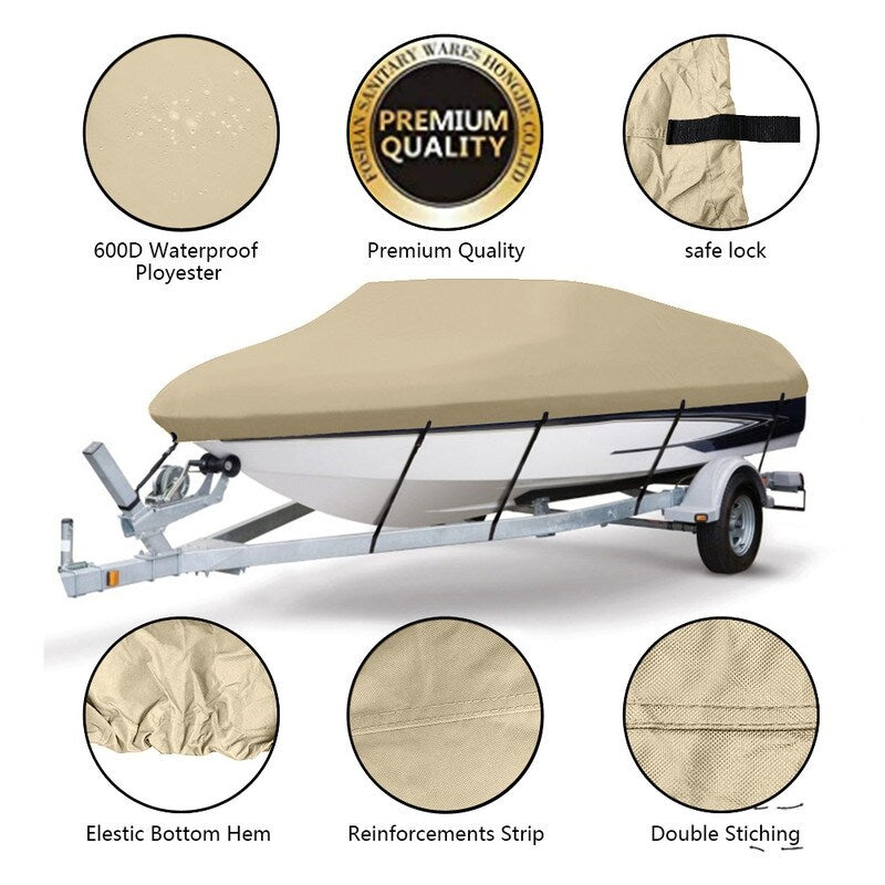 VINGLI Boat Sail Cover Heavy Duty 600D Polyester Waterproof UV Resistant