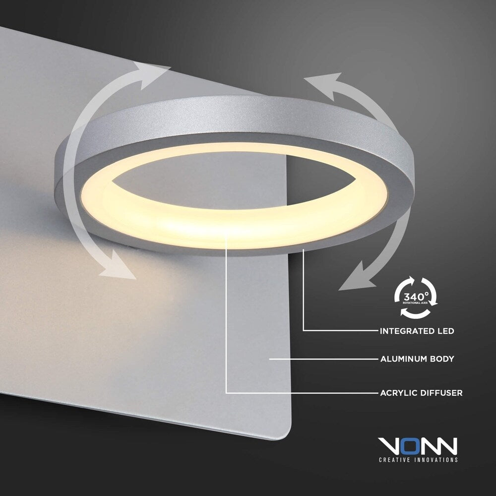 VONN Lighting VMW17300BL Tania 6" Rotative LED Sconce in Black