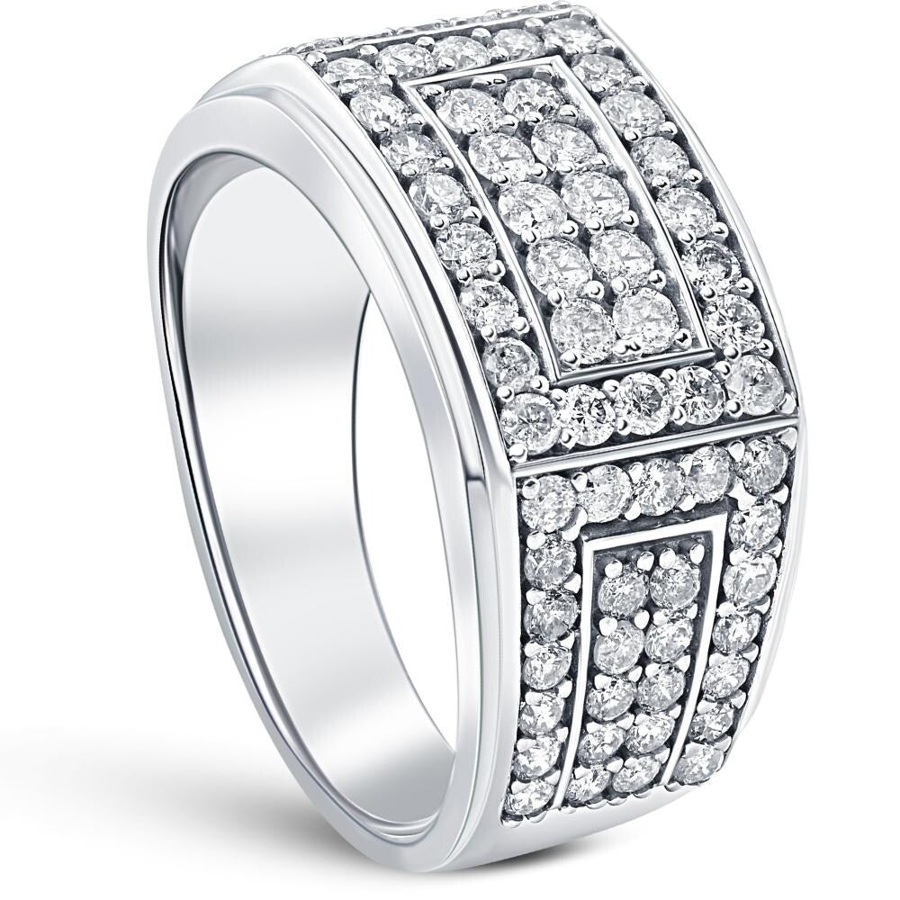 VS 2Ct Lab Grown Diamond Mens Ring in 10k White or Yellow Gold