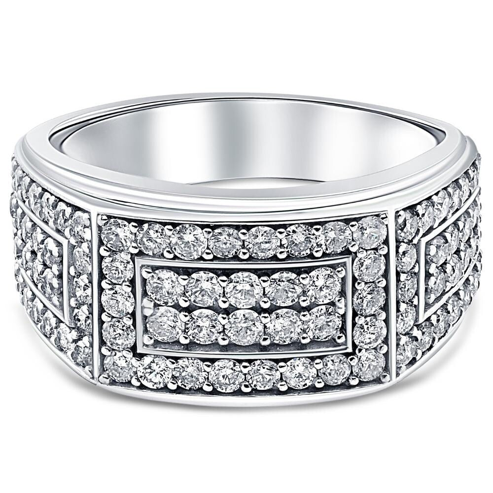 VS 2Ct Lab Grown Diamond Mens Ring in 10k White or Yellow Gold