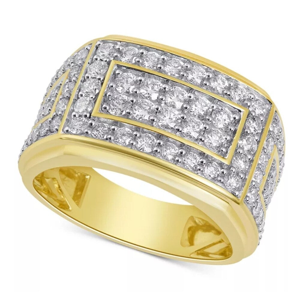 VS 2Ct Lab Grown Diamond Mens Ring in 10k White or Yellow Gold