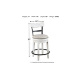 Valebeck White Counter Height Swivel Stool - 19.25" W x 19.25" D x 36.88" H