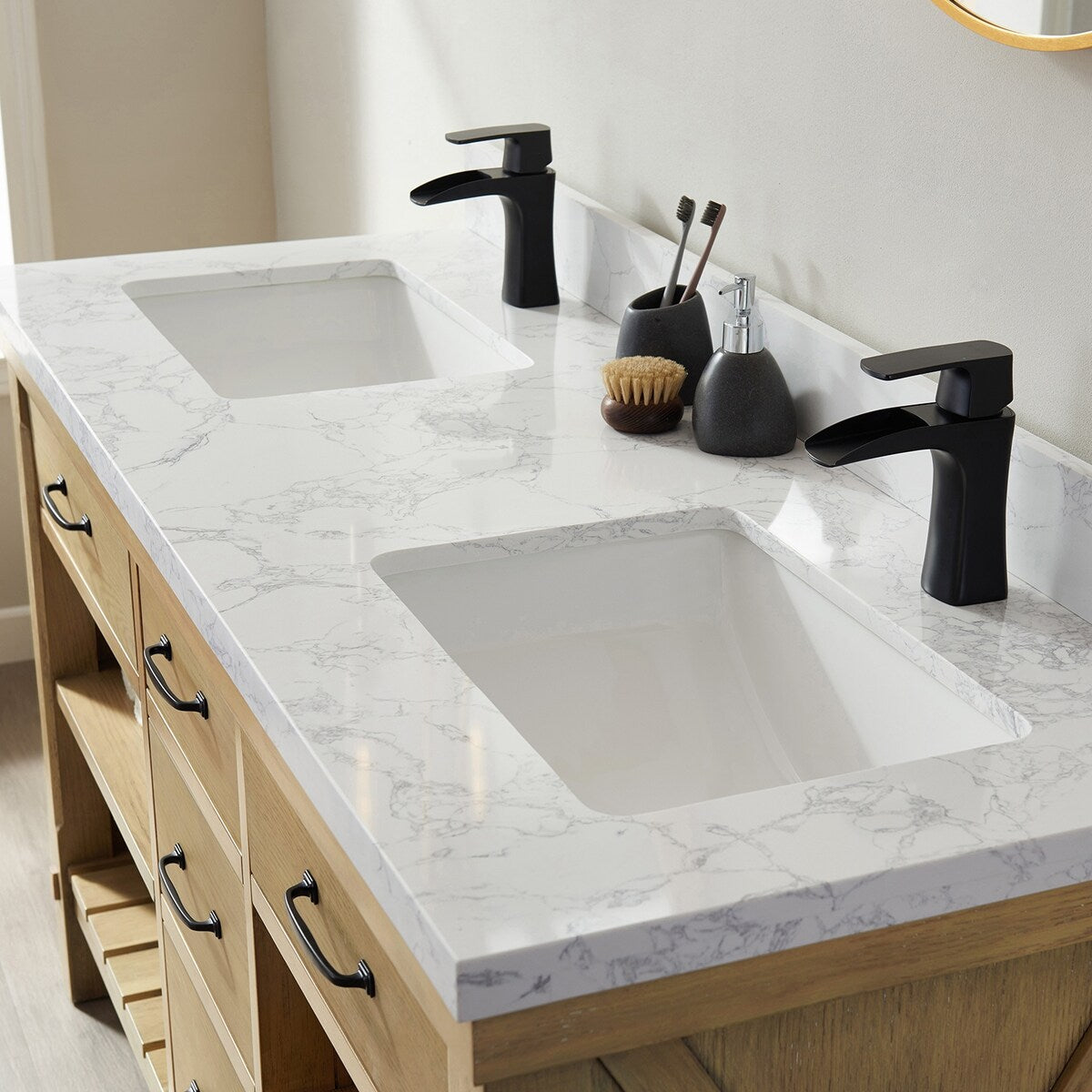 Valencia 60" Vanity in Washed Ash with Countertop With Mirror
