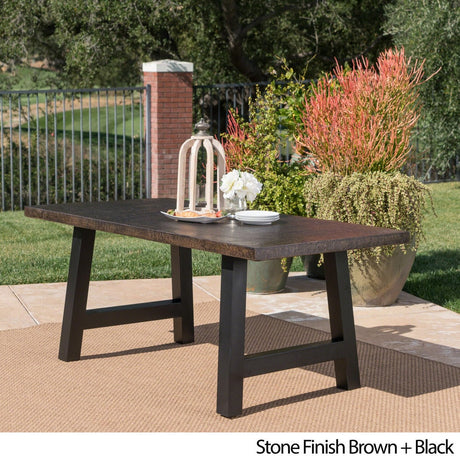 Valencia Outdoor Rectangle Light Weight Concrete Dining Table by Christopher Knight Home - 70.25"L x 35.25"W x 29.50"H