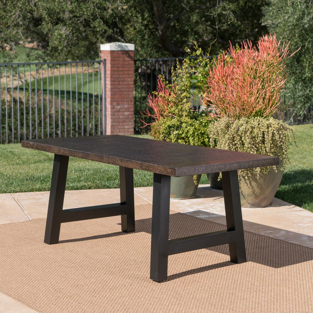 Valencia Outdoor Rectangle Light Weight Concrete Dining Table by Christopher Knight Home - 70.25"L x 35.25"W x 29.50"H
