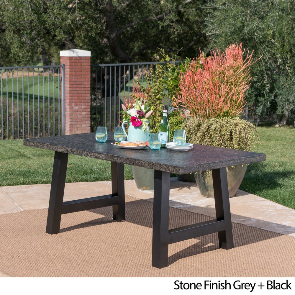 Valencia Outdoor Rectangle Light Weight Concrete Dining Table by Christopher Knight Home - 70.25"L x 35.25"W x 29.50"H