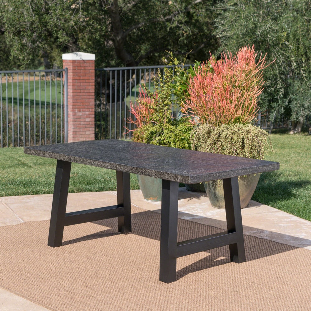 Valencia Outdoor Rectangle Light Weight Concrete Dining Table by Christopher Knight Home - 70.25"L x 35.25"W x 29.50"H
