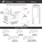 Valencia Tuscany Massage Edition Top Grain Nappa 11000 Leather Theater Seating Power Recliner Row of 3 Loveseat Right Black