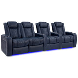 Valencia Tuscany Top Grain Nappa 11000 Leather Home Theater Seating Power Recliner Row of 4 Loveseat Left Navy Blue