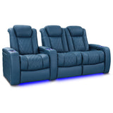 Valencia Tuscany Ultimate Top Grain Nappa 20000 Leather Home Theater Seating Power Recliner Row of 3 Loveseat Right Blue