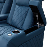 Valencia Tuscany Ultimate Top Grain Nappa 20000 Leather Home Theater Seating Power Recliner Row of 3 Loveseat Right Blue