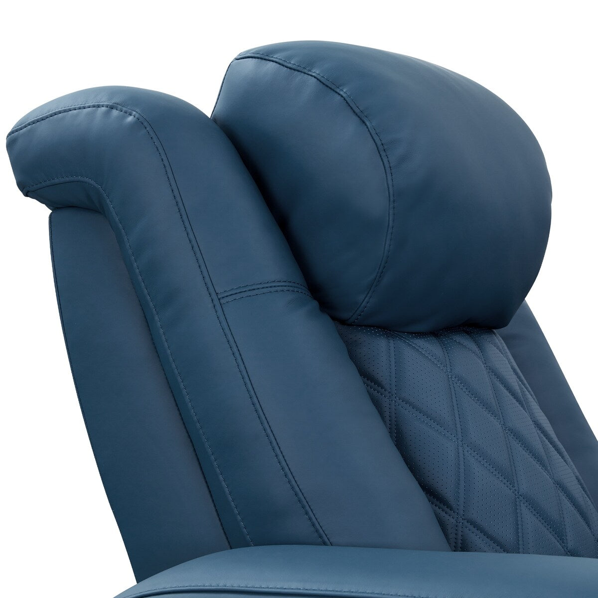 Valencia Tuscany Ultimate Top Grain Nappa 20000 Leather Home Theater Seating Power Recliner Row of 3 Loveseat Right Blue