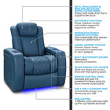 Valencia Tuscany Ultimate Top Grain Nappa 20000 Leather Home Theater Seating Power Recliner Row of 3 Loveseat Right Blue