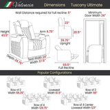 Valencia Tuscany Ultimate Top Grain Nappa 20000 Leather Home Theater Seating Power Recliner Row of 5 Onyx