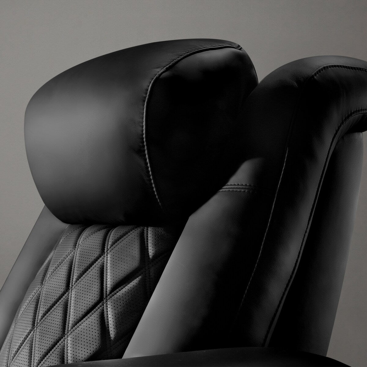 Valencia Tuscany Ultimate Top Grain Nappa 20000 Leather Home Theater Seating Power Recliner Row of 5 Onyx