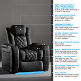 Valencia Tuscany Ultimate Top Grain Nappa 20000 Leather Home Theater Seating Power Recliner Row of 5 Onyx