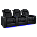 Valencia Tuscany Vegan Edition ECO-Friendly Leather Theater Seating Power Recliner Row of 3 Deep Indigo