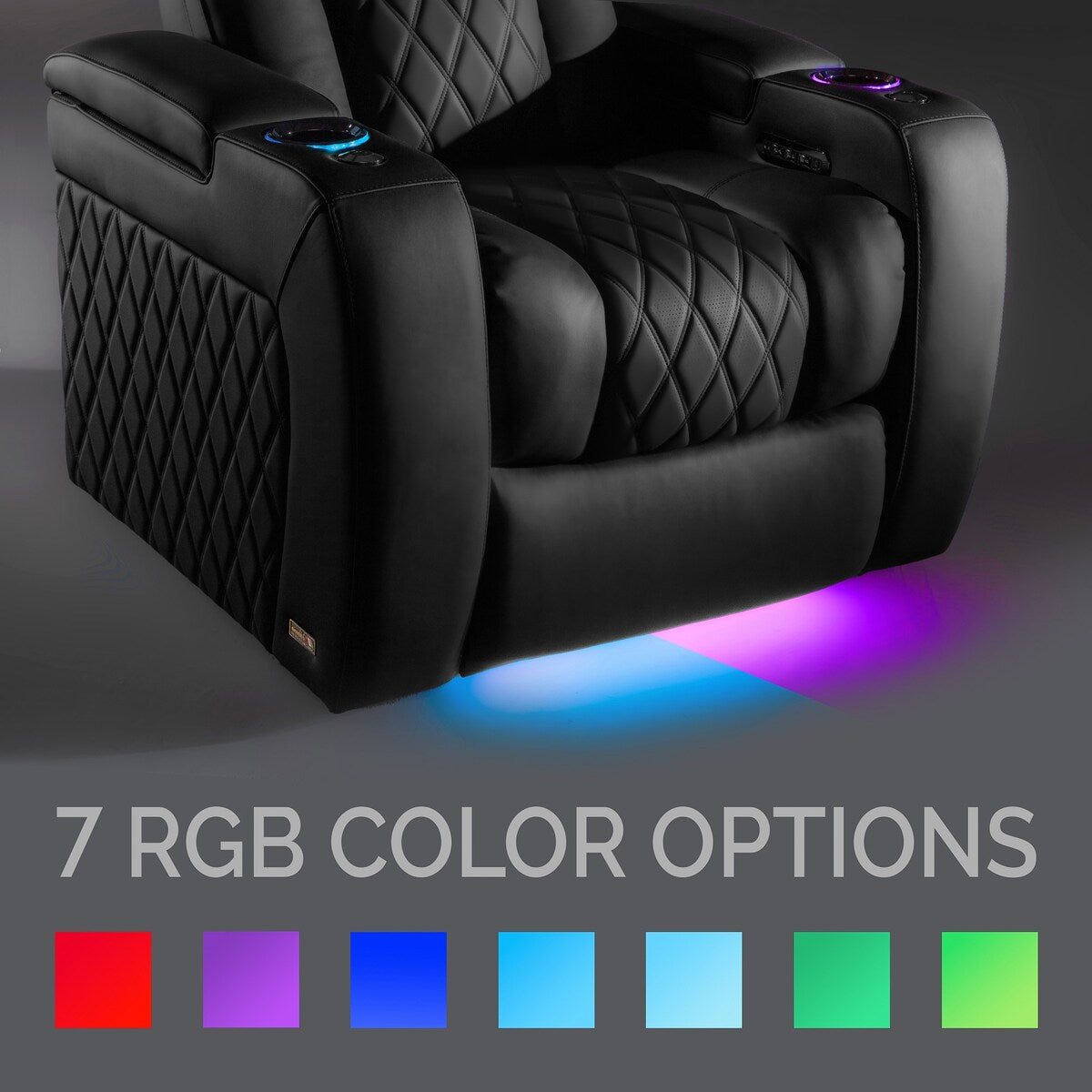 Valencia Tuscany XL Luxury Top Grain Nappa 20000 Leather Home Theater Seating Power Recliner Row of 5 Loveseat Right Graphite