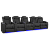 Valencia Tuscany XL Luxury Top Grain Nappa 20000 Leather Home Theater Seating Power Recliner Row of 5 Loveseat Right Graphite