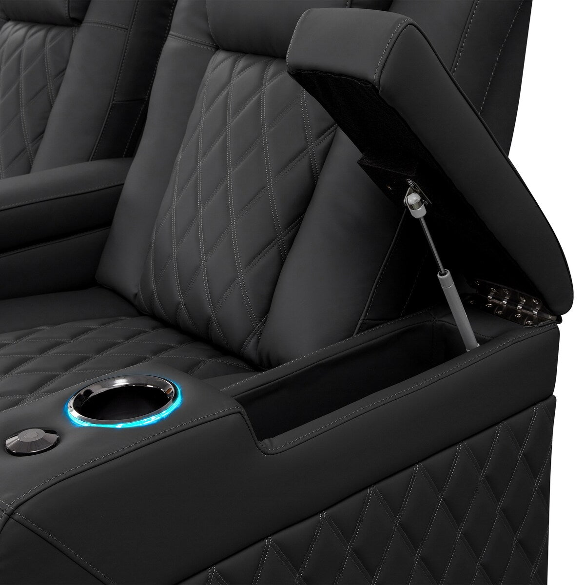 Valencia Tuscany XL Luxury Top Grain Nappa 20000 Leather Home Theater Seating Power Recliner Row of 5 Loveseat Right Graphite
