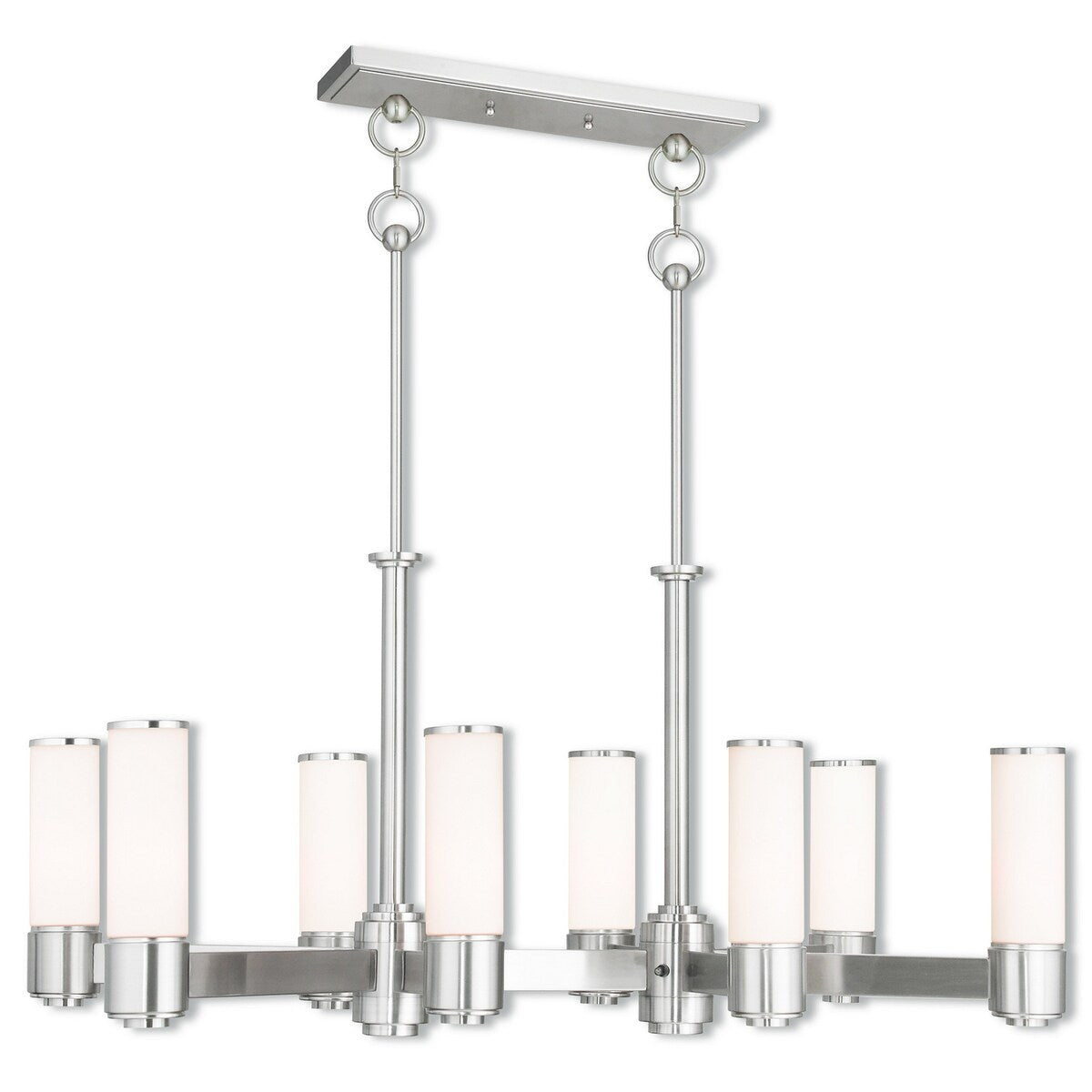 Valentina Designs Eight Light Linear Chandelier Weston Brushed Nickel - Exact Size