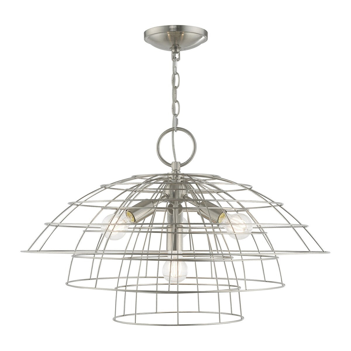Valentina Designs Four Light Chandelier Brooklyn Brushed Nickel - Exact Size