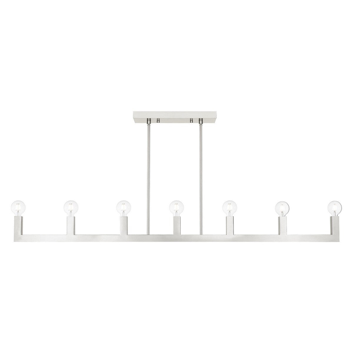 Valentina Designs Seven Light Linear Chandelier Solna Brushed Nickel - Exact Size