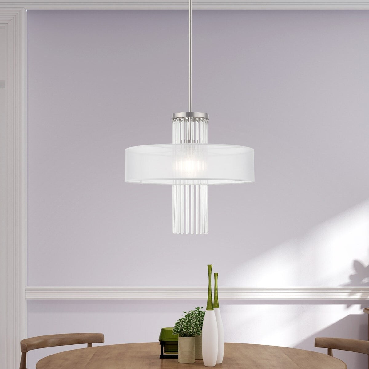 Valentina Designs Seven Light Linear Chandelier Solna Brushed Nickel - Exact Size