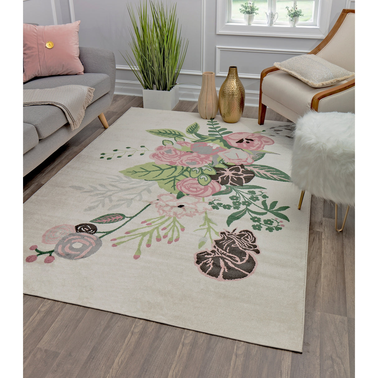 Porch & Den Cady Ivory Floral Area Rug