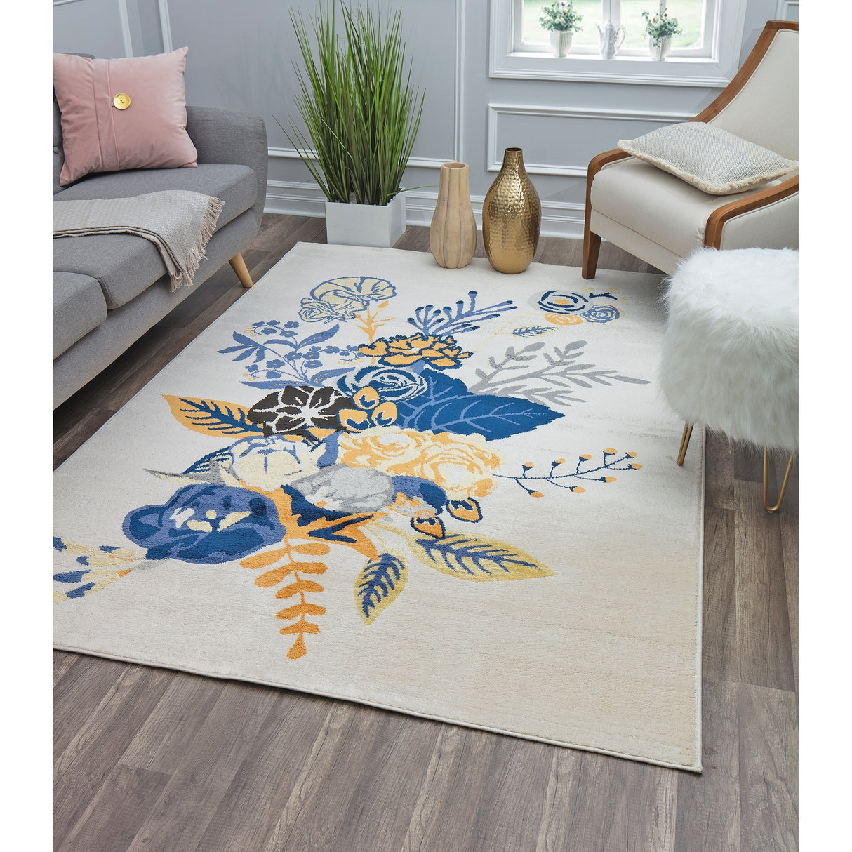Porch & Den Cady Ivory Floral Area Rug