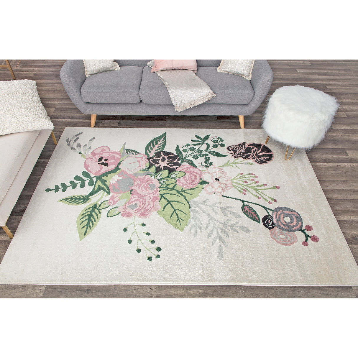 Porch & Den Cady Ivory Floral Area Rug