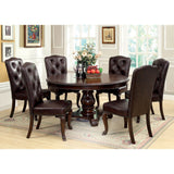 Valga 7-piece Brown Cherry Round Dining Set