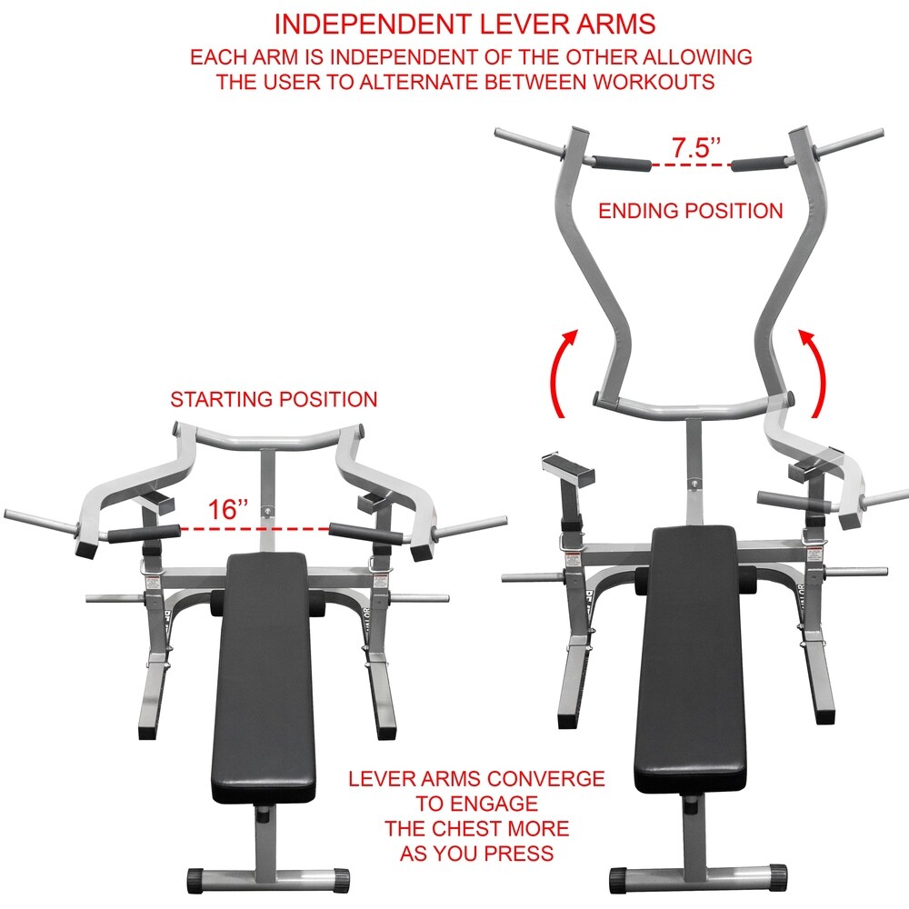 Valor Fitness BF-47 Adjustable Flat/Incline Bench Press with Independent Converging Arms and Ab Crunch Feature - Black