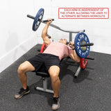 Valor Fitness BF-47 Adjustable Flat/Incline Bench Press with Independent Converging Arms and Ab Crunch Feature - Black