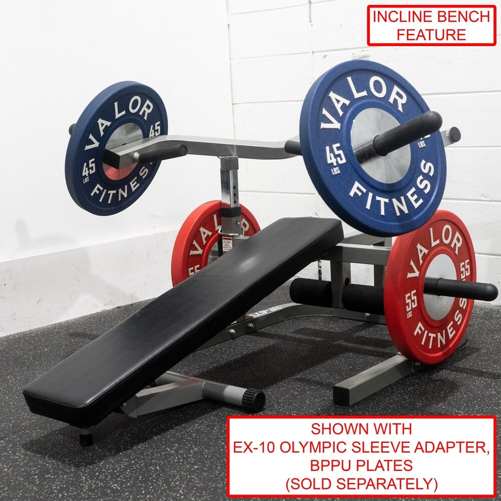 Valor Fitness BF-47 Adjustable Flat/Incline Bench Press with Independent Converging Arms and Ab Crunch Feature - Black
