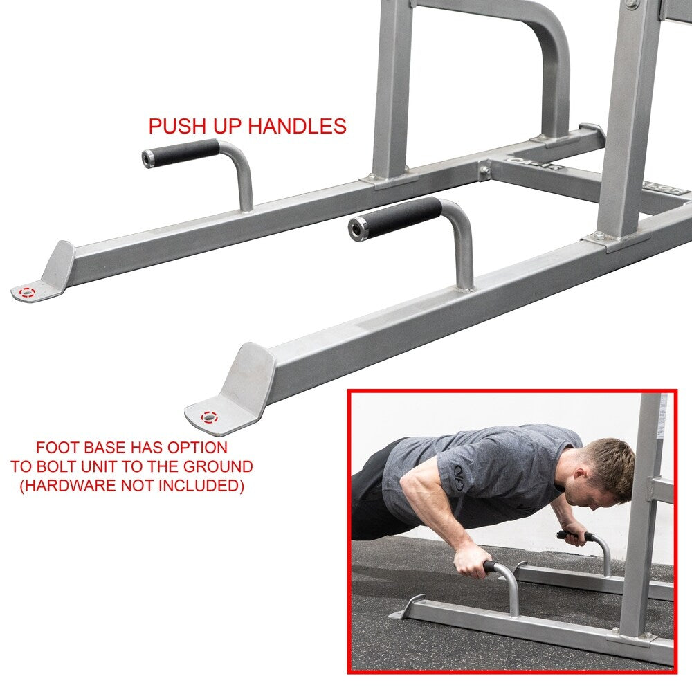 Valor Fitness CA-16 Vertical Knee Raise Tower with Pull Up, Dip, and Push Up Stations