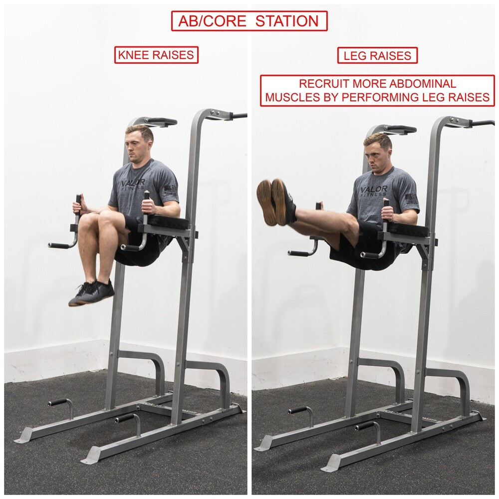 Valor Fitness CA-16 Vertical Knee Raise Tower with Pull Up, Dip, and Push Up Stations