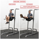 Valor Fitness CA-16 Vertical Knee Raise Tower with Pull Up, Dip, and Push Up Stations